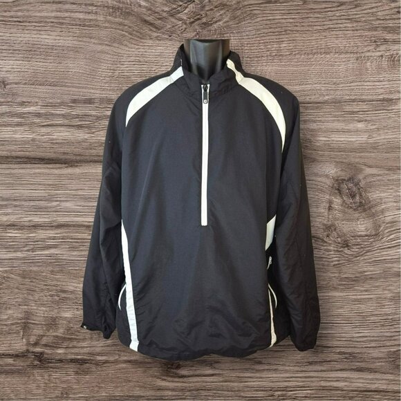 FootJoy FJ Black/White Nylon Blend Windbreaker Golf Jacket Large - Picture 1 of 8